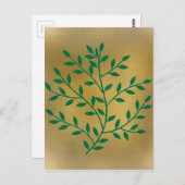 グリーン葉オリーブの枝の葉の装飾 ポストカード (正面/裏面)