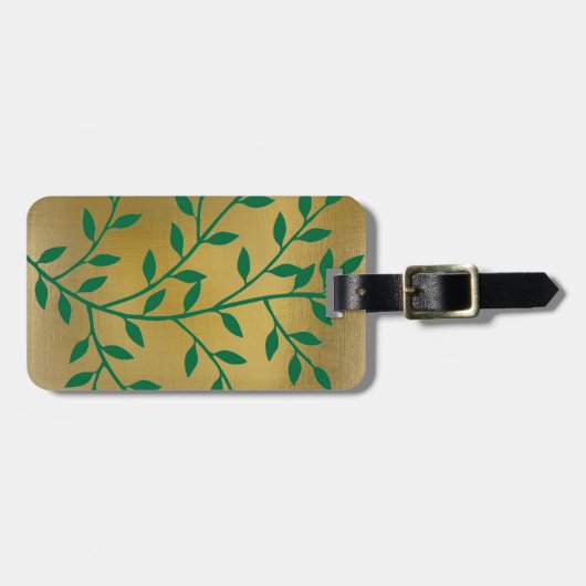 グリーン葉オリーブの枝の葉の装飾 ラゲッジタグ (正面横)