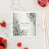 グリーン葉オリーブ優雅な結婚式パーティー スタンダードカクテルナプキン (インサイチュ)