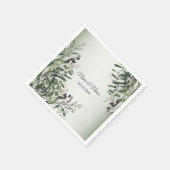 グリーン葉オリーブ優雅な結婚式パーティー スタンダードカクテルナプキン (角)