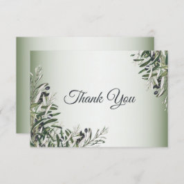 グリーン葉オリーブ優雅な結婚式 サンキューカード