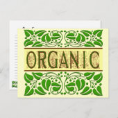 グリーン葉オーガニックレシピカードテンプレート ポストカード (正面/裏面)