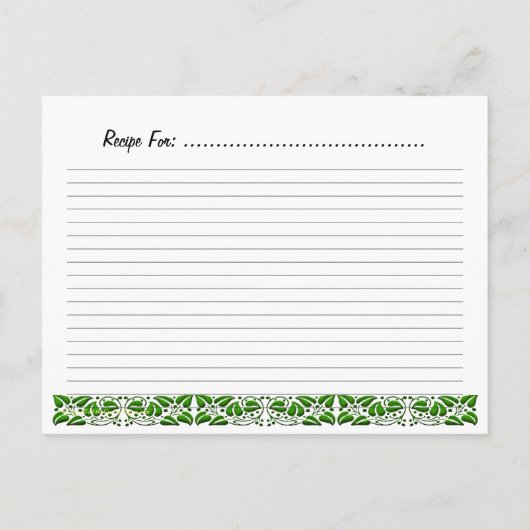 グリーン葉オーガニックレシピカードテンプレート ポストカード (裏面)