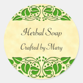 グリーン葉カスタムクラフトステッカー ラウンドシール