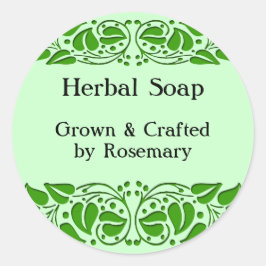 グリーン葉カスタムクラフトステッカー ラウンドシール