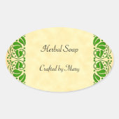 グリーン葉カスタムクラフトステッカー 楕円形シール (正面)