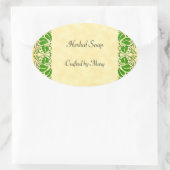 グリーン葉カスタムクラフトステッカー 楕円形シール (バッグ)