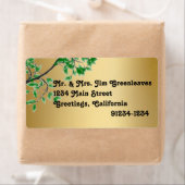 グリーン葉ゴールドフォイルルック差出人住所ラベル ラベル (インサイチュ)