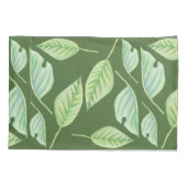 グリーン葉スケッチカスタム枕ケース 枕カバー (裏面-左)