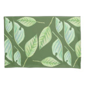 グリーン葉スケッチカスタム枕ケース 枕カバー (正面左)