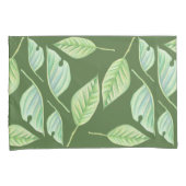 グリーン葉スケッチカスタム枕ケース 枕カバー (正面右)