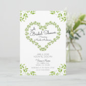 グリーン葉ハートシャビーシックブライダルシャワー 招待状 (スタンド正面)