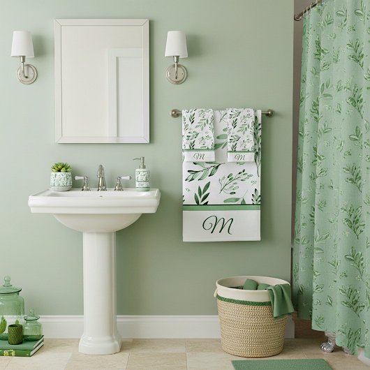 グリーン葉バスタオル一式 バスタオルセット