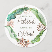 グリーン葉バナ結婚ナ招待状 招待状 (正面)