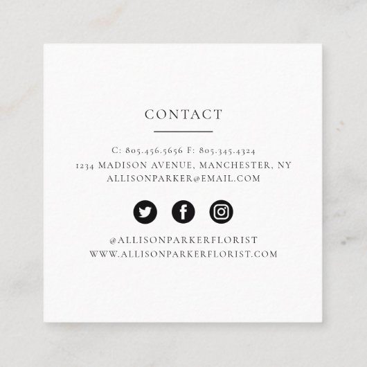 グリーン葉ビジネス・カード スクエア名刺 (裏面)