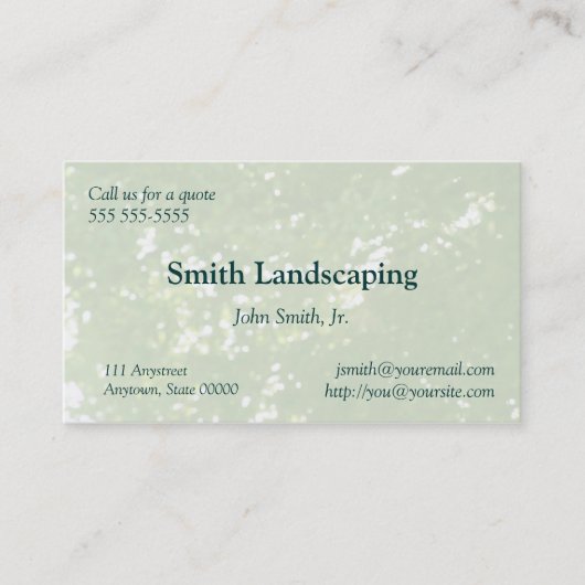 グリーン葉ファーフォーカス・ビジネス・カード 名刺 (正面)