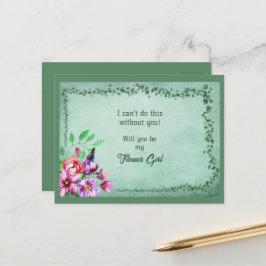 グリーン葉フローラブーケフラワーガール 案内ポストカード