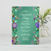 グリーン葉プリンプルジェムストーン婚約招待状 招待状 (スタンド正面)