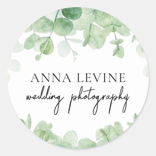 グリーン葉ユーカリ縁ど製品名 ラウンドシール (正面)