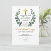 グリーン葉リースバプテスマの招待状スペインの 招待状 (スタンド正面)