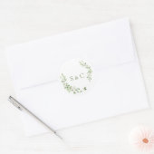 グリーン葉リースモノグラム結婚ズ ラウンドシール (封筒)