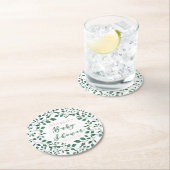 グリーン葉リース |赤パーソナライズされたちゃんシャワー ラウンドペーパーコースター (インサイチュ)