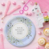 グリーン葉リーズブルーウォーターカラーお祝い ペーパープレート (パーティー)