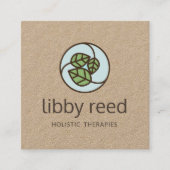 グリーン葉リーフのロゴデザイナーKraft スクエア名刺 (正面)