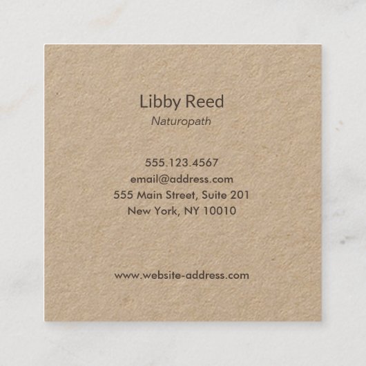 グリーン葉リーフのロゴデザイナーKraft スクエア名刺 (裏面)