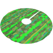 グリーン葉リーフストライプパターンスクリスマスホリデー ブラッシュドポリエステルツリースカート (アングル)