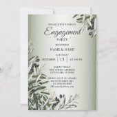 グリーン葉婚約パーティブラック 招待状 (正面)