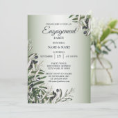 グリーン葉婚約パーティブラック 招待状 (スタンド正面)