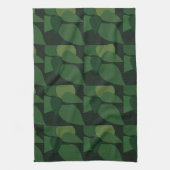 グリーン葉植物模様 キッチンタオル (縦)