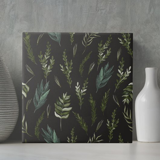 グリーン葉植物模様 タイル