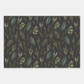 グリーン葉植物模様 ラッピングペーパーシート (正面3)