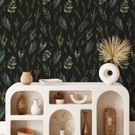 グリーン葉植物模様 壁紙