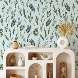 グリーン葉植物模様 壁紙