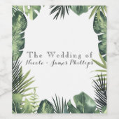 グリーン葉植物熱帯植物ワインラベル ワインラベル (シングルラベル)