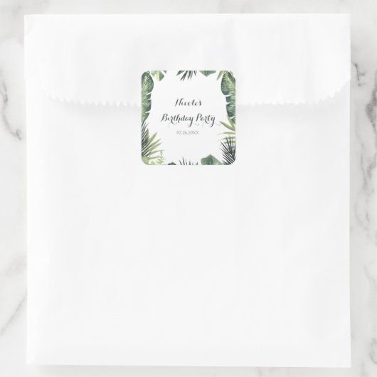 グリーン葉植物熱帯植物結婚の スクエアシール (バッグ)