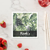 グリーン葉植物熱帯植物結婚の スタンダードカクテルナプキン (インサイチュ)