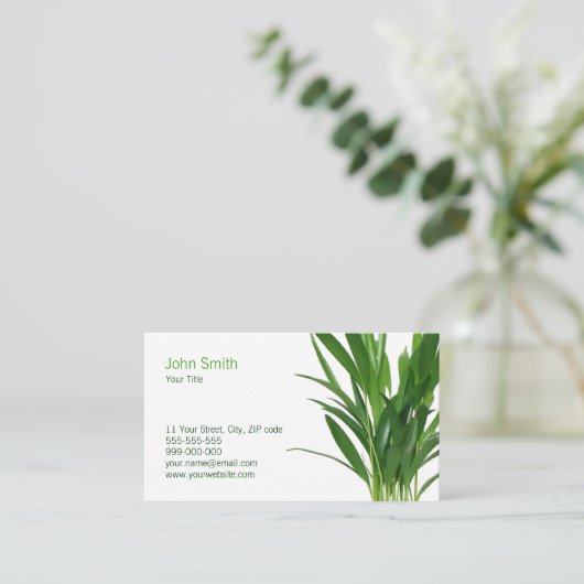 グリーン葉植物 名刺 (スタンド正面)