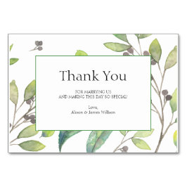 グリーン葉結婚サンキューカード テーブルナンバー