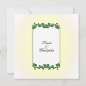 グリーン葉結婚式招待状とイエロークリーム 招待状 (裏面)