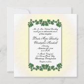 グリーン葉結婚式招待状とイエロークリーム 招待状 (正面)