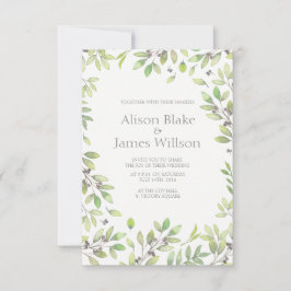 グリーン葉結婚式招待状 招待状