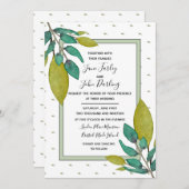 グリーン葉結婚式招待状 招待状 (正面/裏面)