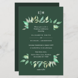 グリーン葉結婚式招待状A9