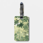 グリーン葉自然ボタニックモノグラム ラゲッジタグ (裏面縦)