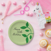 グリーン葉誕生日50 ペーパープレート (パーティー)