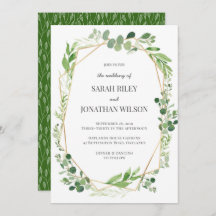グリーン葉金ゴールドテラリウム結婚式招待状